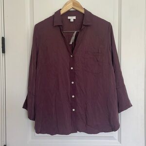 J. Jill Women’s V-neck Collared Blouse Dried Plum M